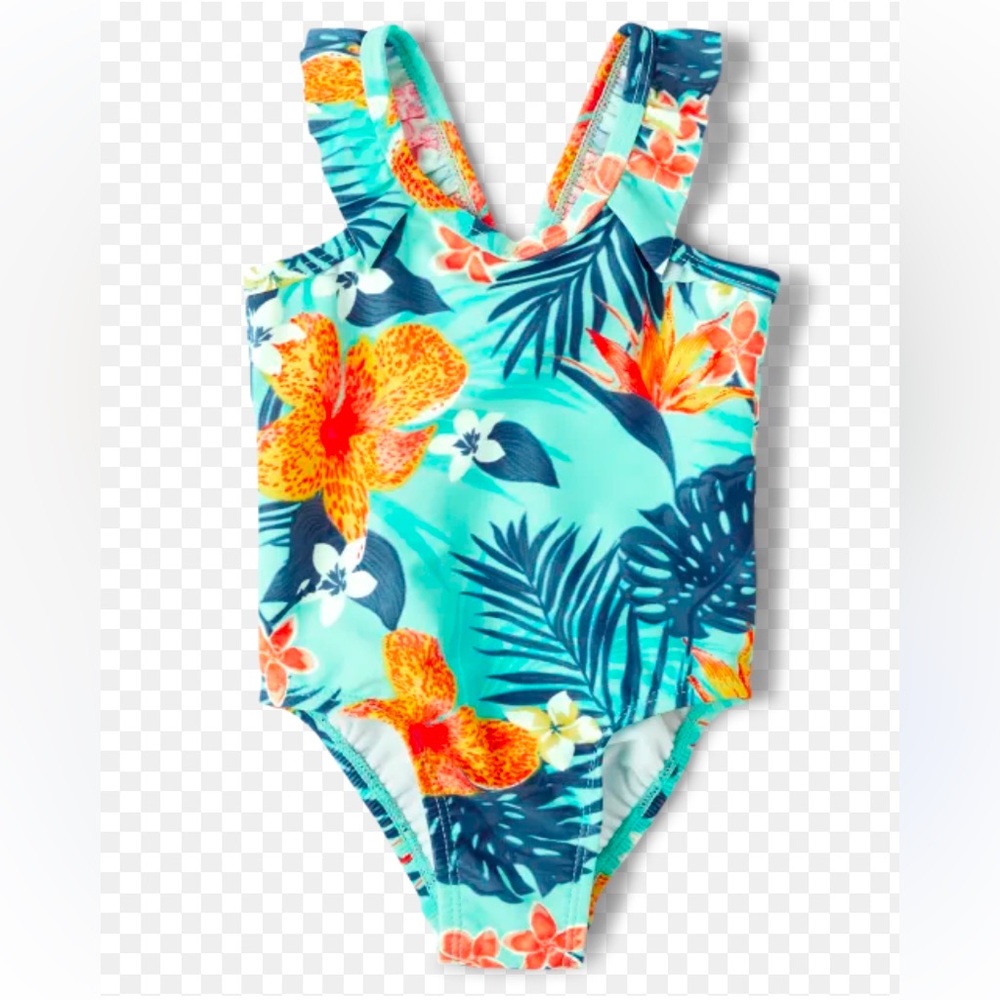 🍊5/$25 The Children's Place Floral Kids Swim One Piece size 3-6m